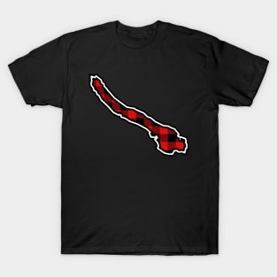 Galiano Island Silhouette in Red and Black Plaid  - Simple Pattern - Galiano Island T-Shirt